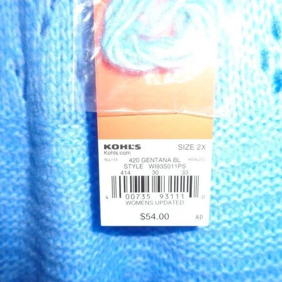 Evri Women's Plus Size Crewneck Pointelle Sweater Size 2X NWT Blue - Picture 7 of 11